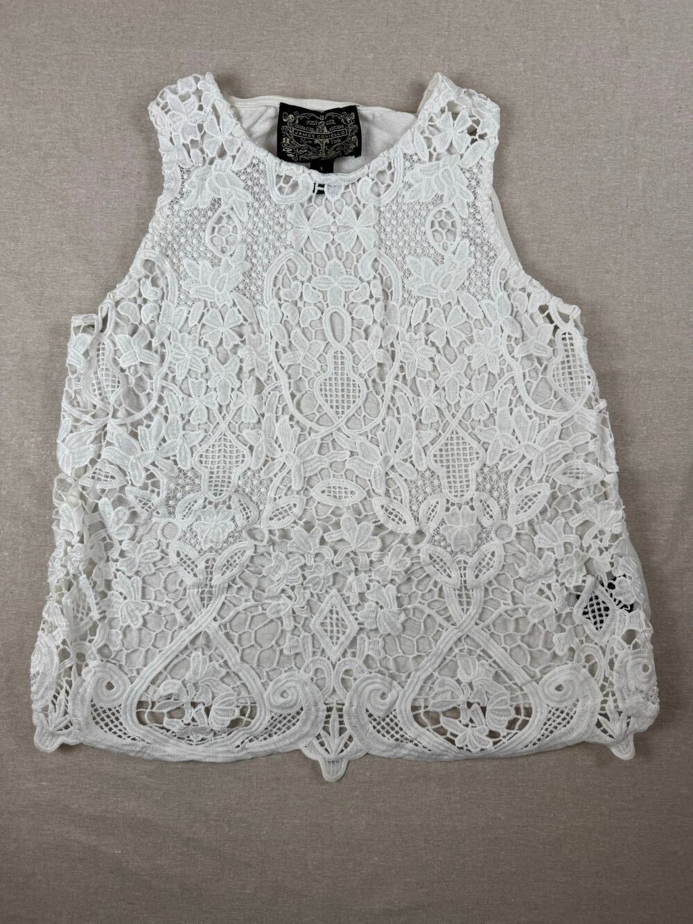 Anthropology Lace White Top